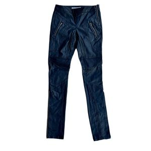 Topshop Moto Black Leather Zip Up Hem Very Skinny Pants EUC W25 L32